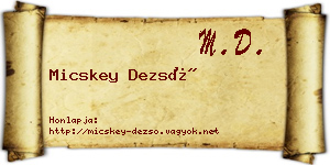 Micskey Dezső névjegykártya